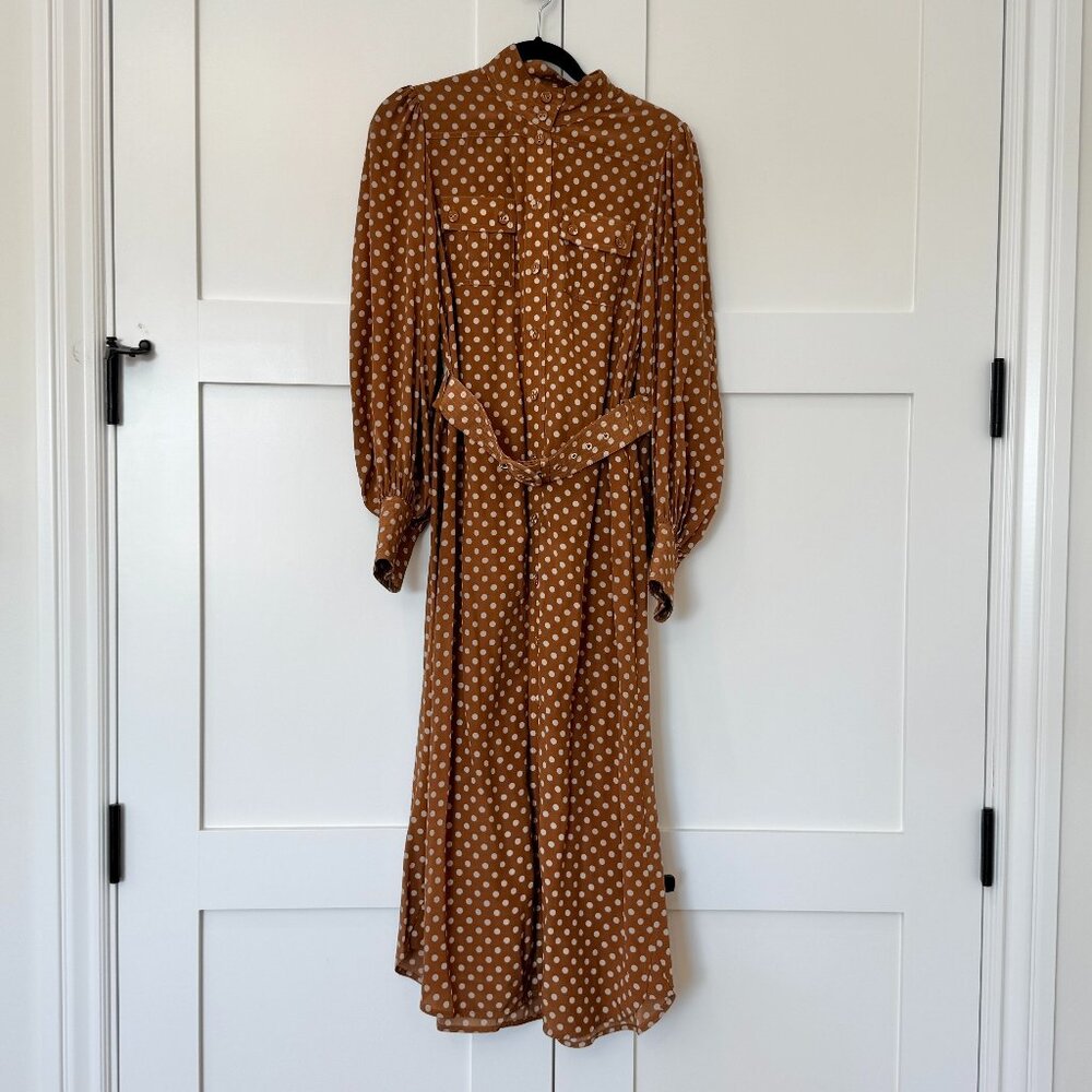 Zimmermann Brown Polka-Dot Silk Midi Dress – Size 1 (US 4) - Picture 4 of 14